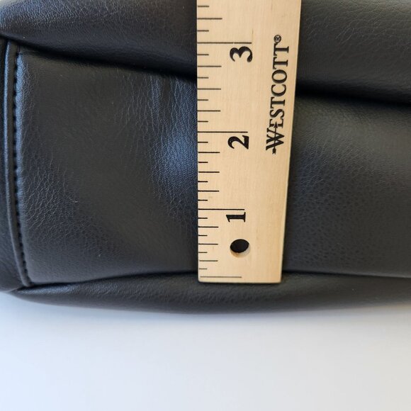 Bebe Black Faux Leather Bag Purse Large Gold Chains Glam Edgy Maximalism Loud - Picture 15 of 16